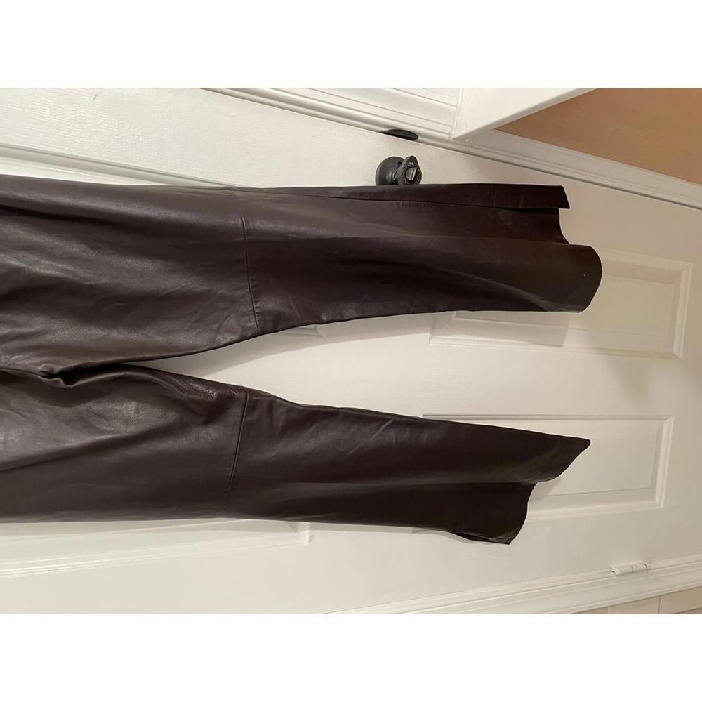 Chic Brown Leather Flared Pants - image 2